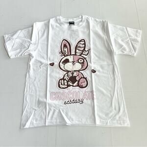 New HEYBIG Graphic Short Sleeve Tee Shirt TH-399 UNISEX SIZE L Bad Rabbit Choco